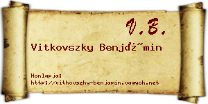 Vitkovszky Benjámin névjegykártya